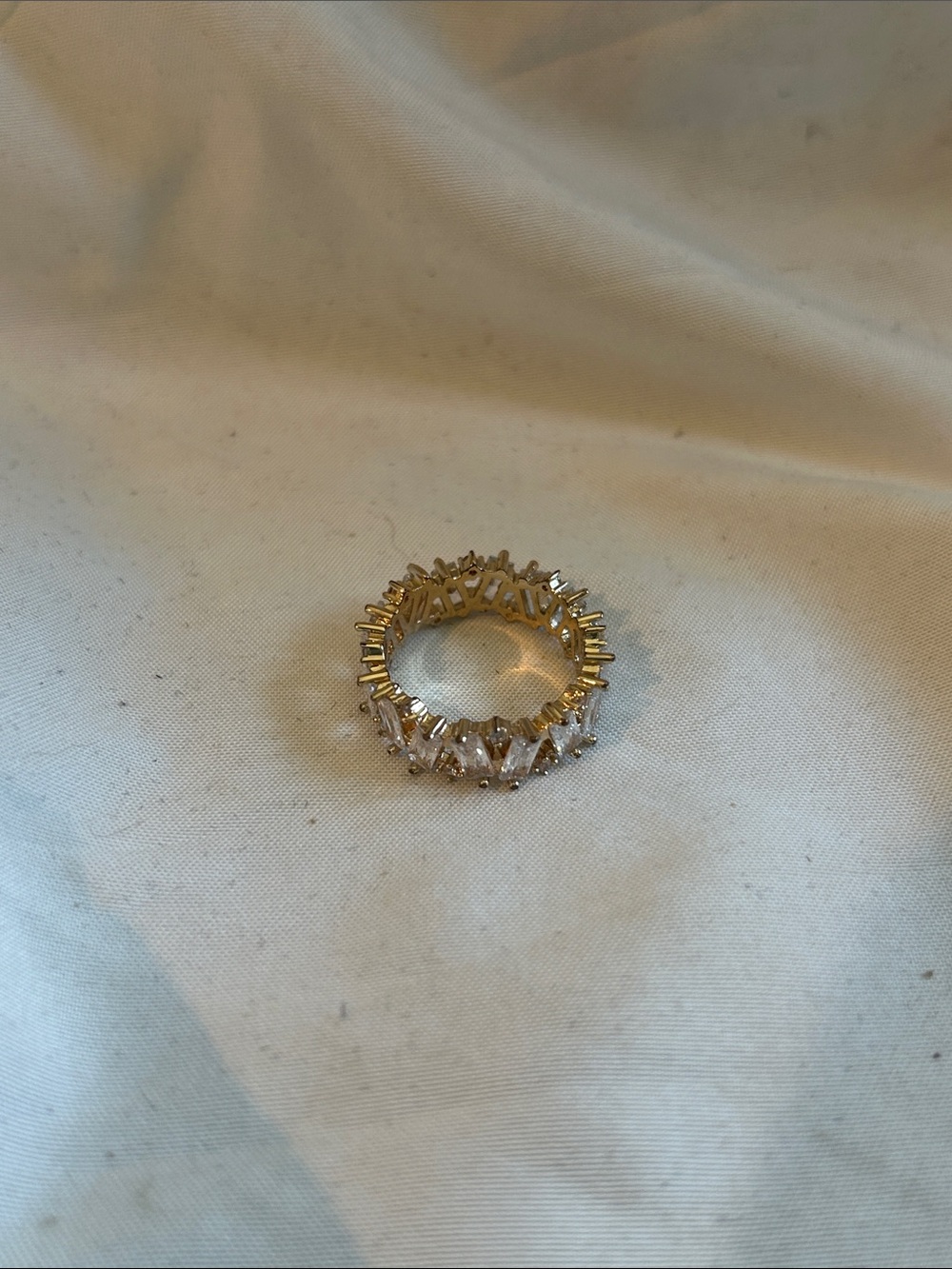 Gold Tone Clear CZ Baguette Eternity Ring - White - Picture 2 of 4
